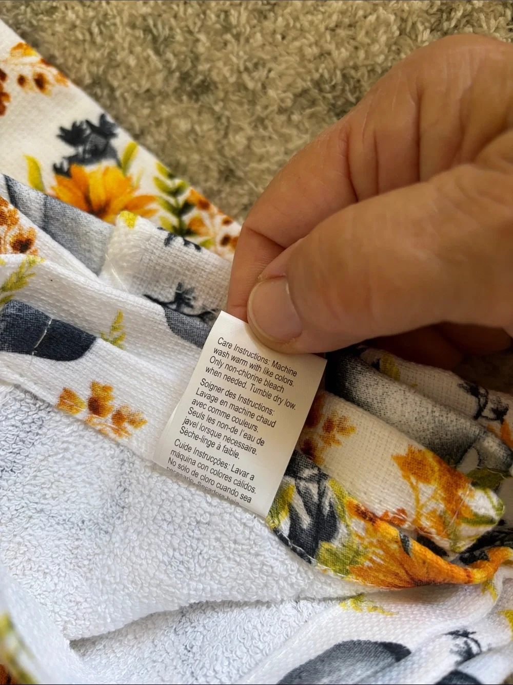 Harvest Sunflower Bouquet Kitchen Towels Set of 2 NWT Cotton 18x28”